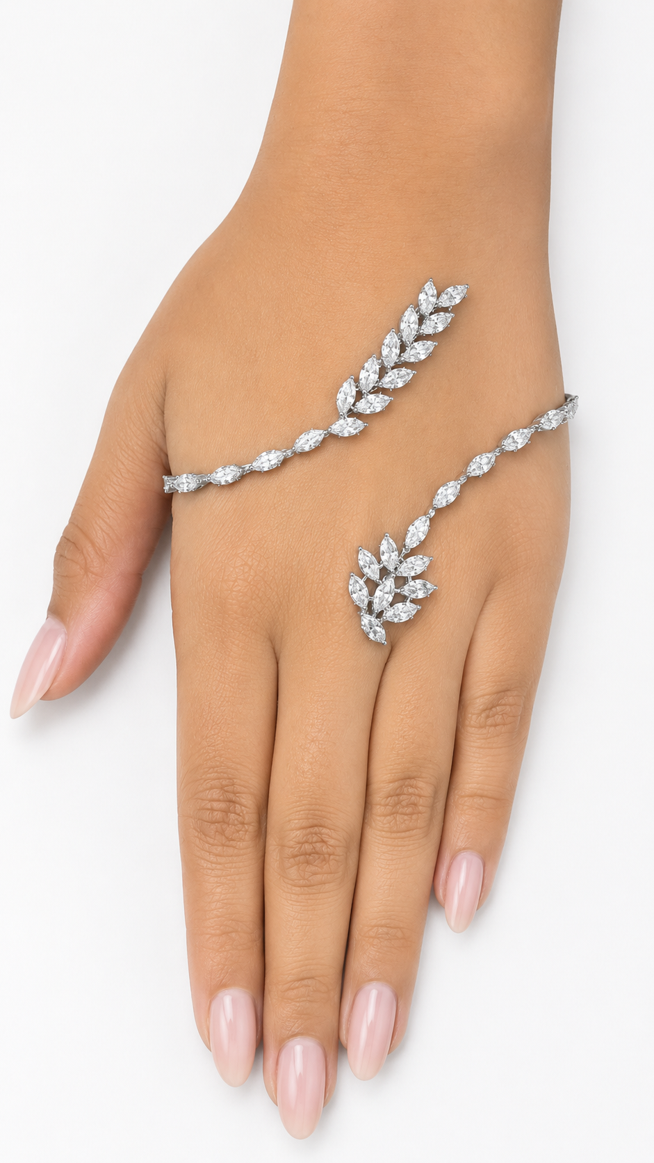 Elara Vine Crystal Palm Cuff