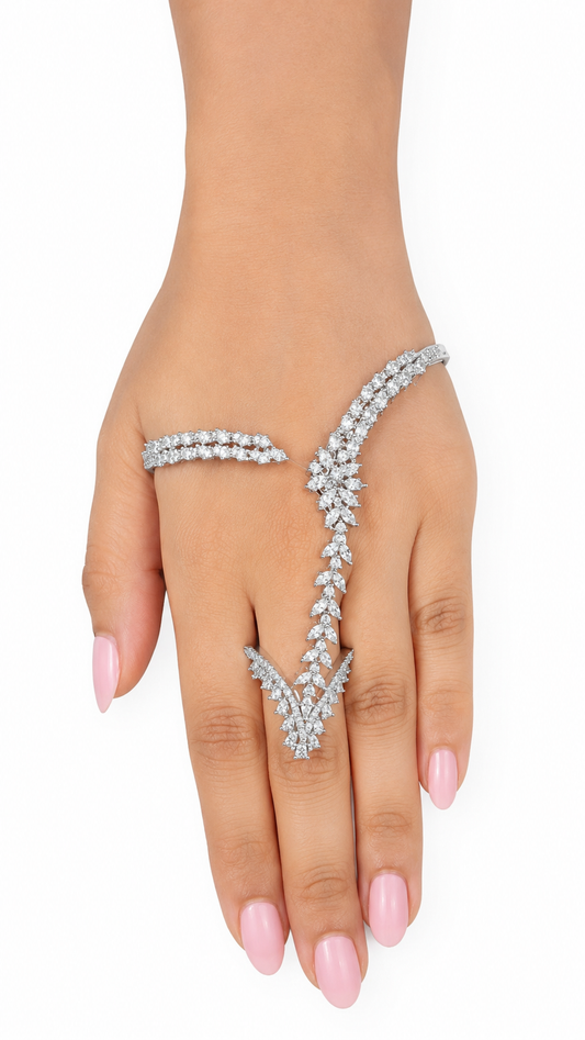 Aurelia Crystal Hand Harness Bracelet Ring