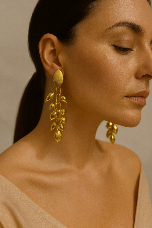 Golden Cascade Cluster Earrings