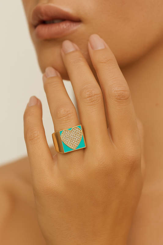 Diamond Heartbox Statement Ring