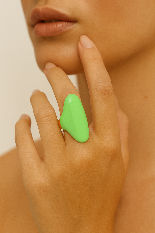 Neon Melt Sculpt Ring – Lime Green