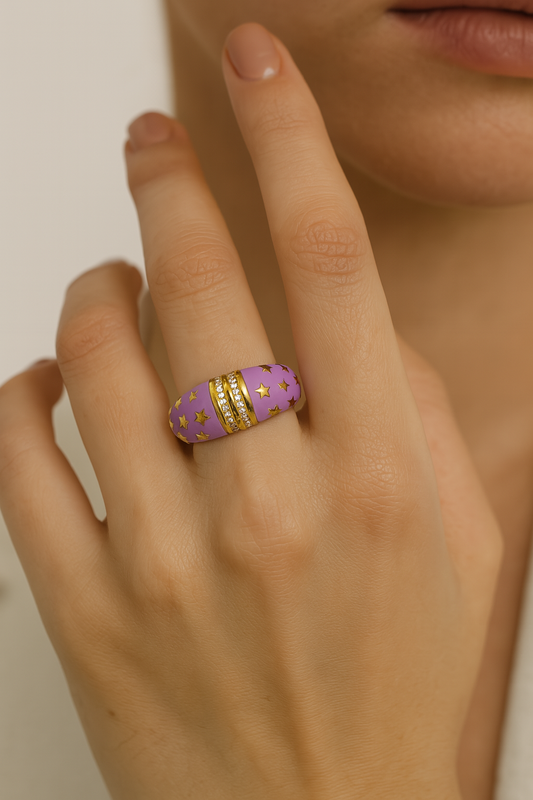 Cosmic Crown Ring – Lilac Gold