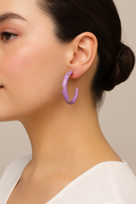 Starpop Enamel Hoop Earrings – Lilac