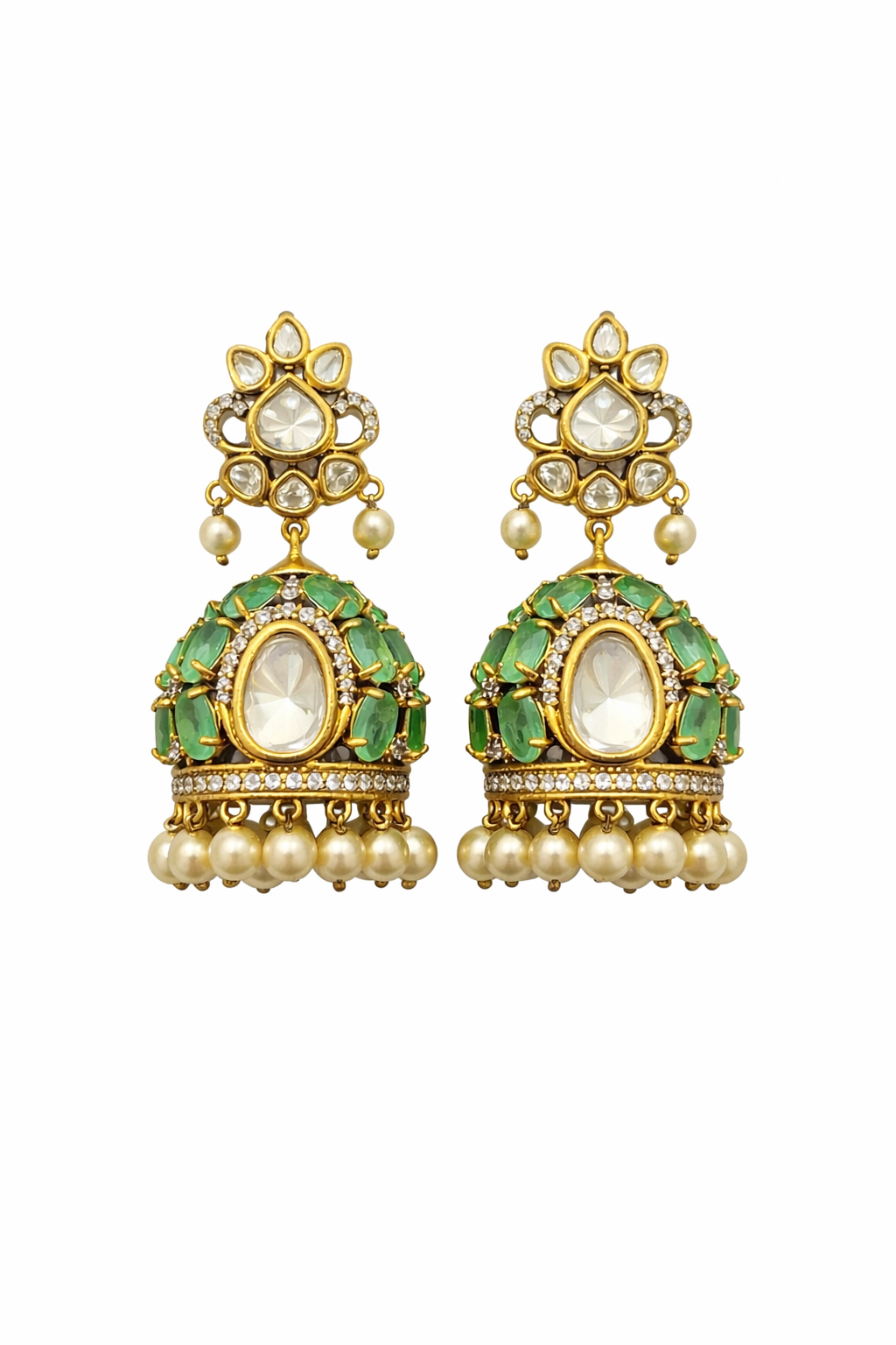 Madhuri Polki Pearl Jhumka Earrings