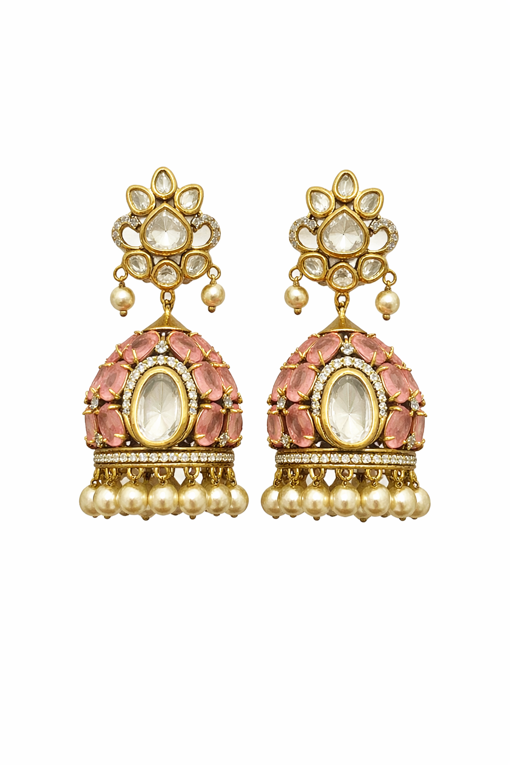 Madhuri Polki Pearl Jhumka Earrings