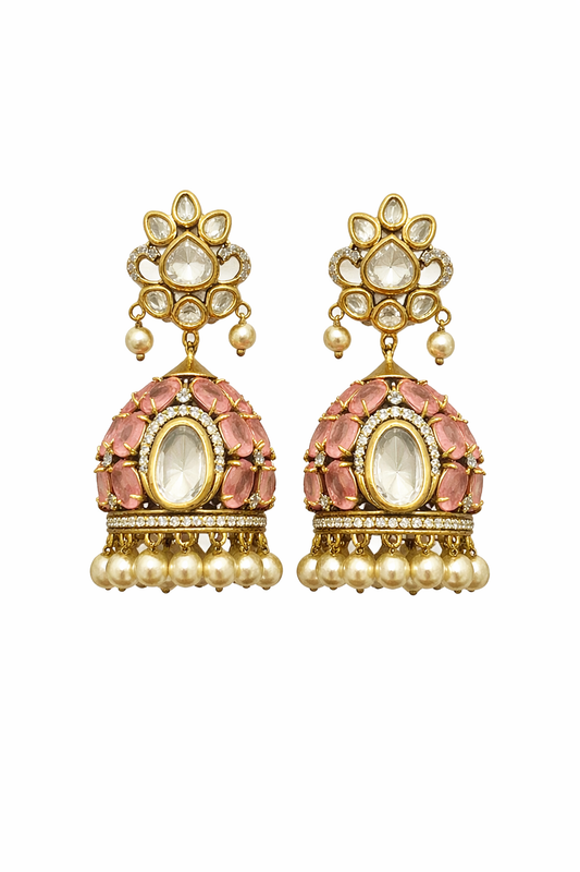 Madhuri Polki Pearl Jhumka Earrings