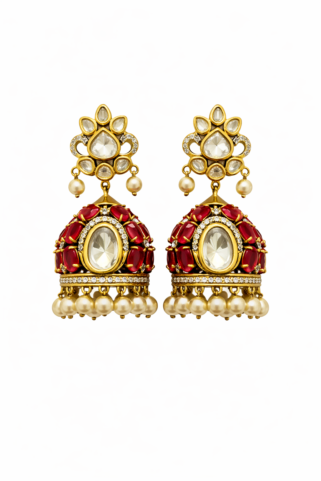Madhuri Polki Pearl Jhumka Earrings