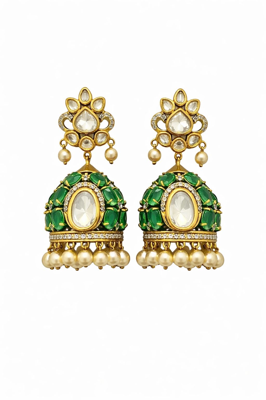 Madhuri Polki Pearl Jhumka Earrings