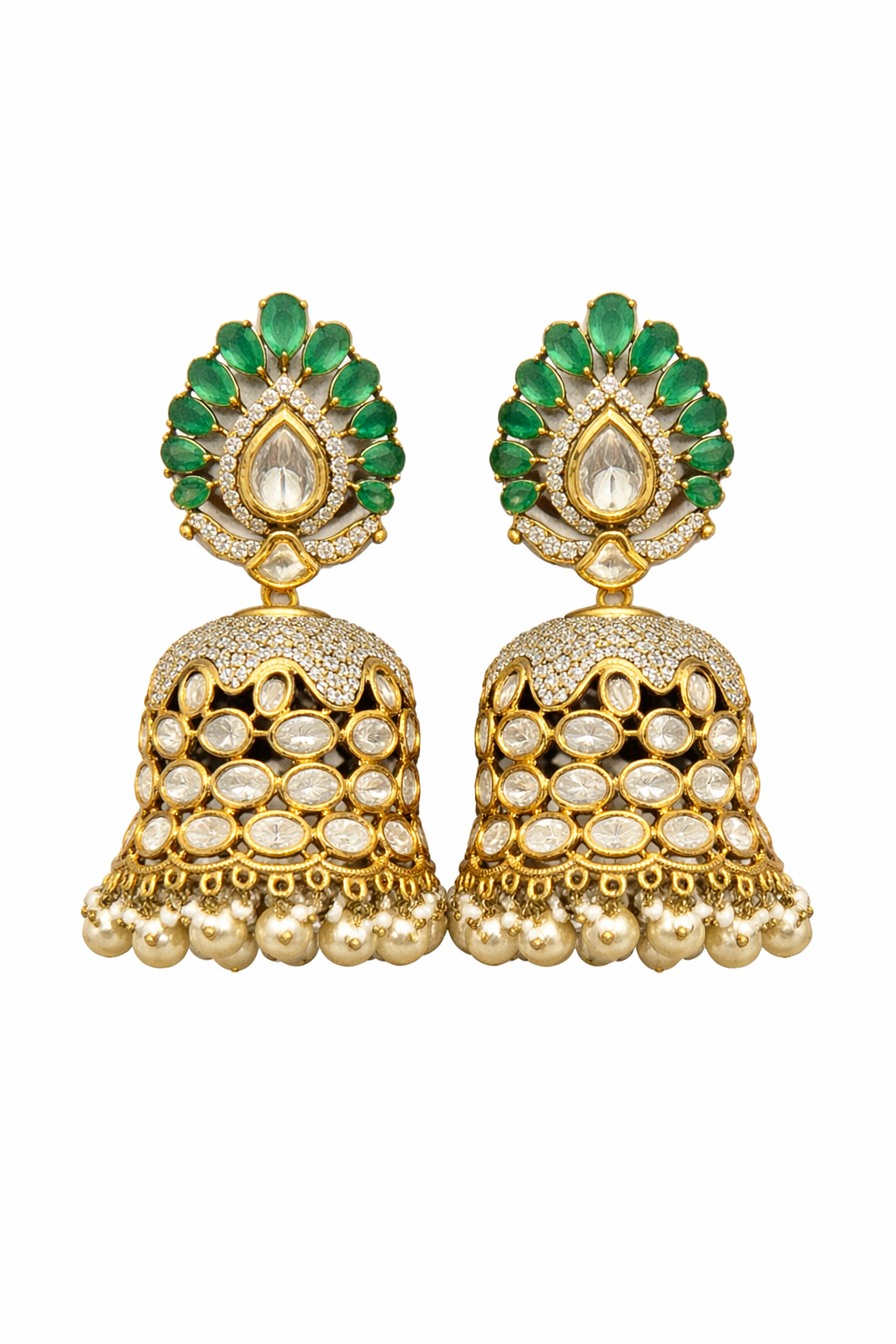 Anika Polki Pearl Jhumka Earrings