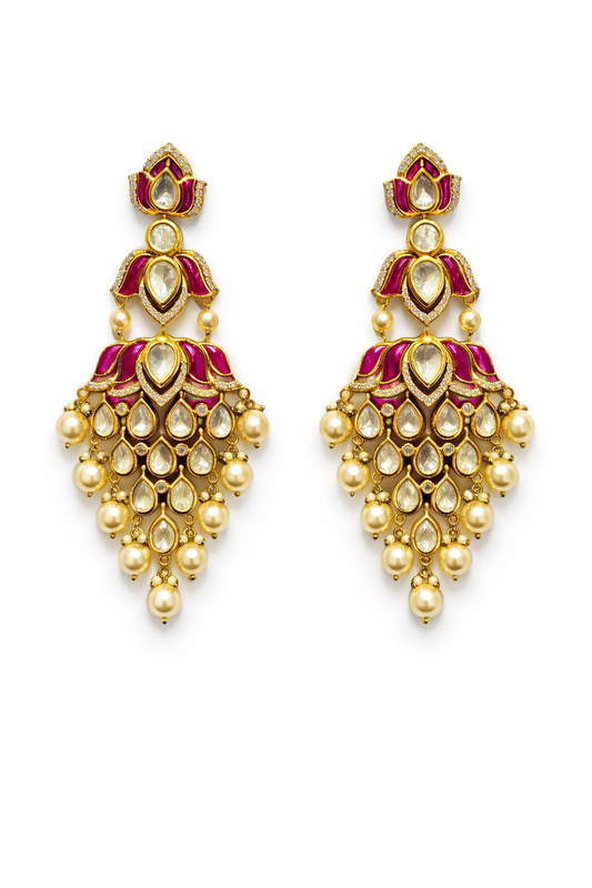 Raha Padma Polki Chand Earrings