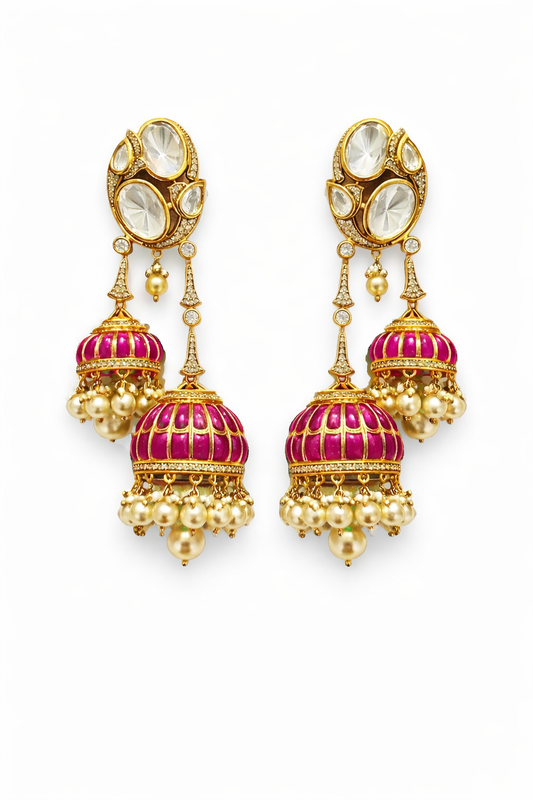 Rahasya Jharna Polki Jhumka Earrings
