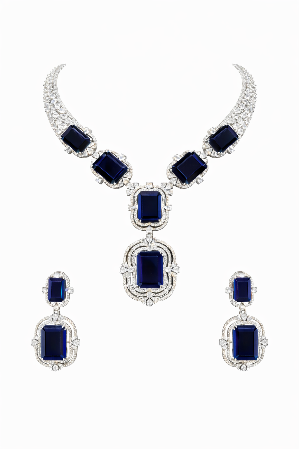 Ira Neelam Emerald Diamond Necklace Set