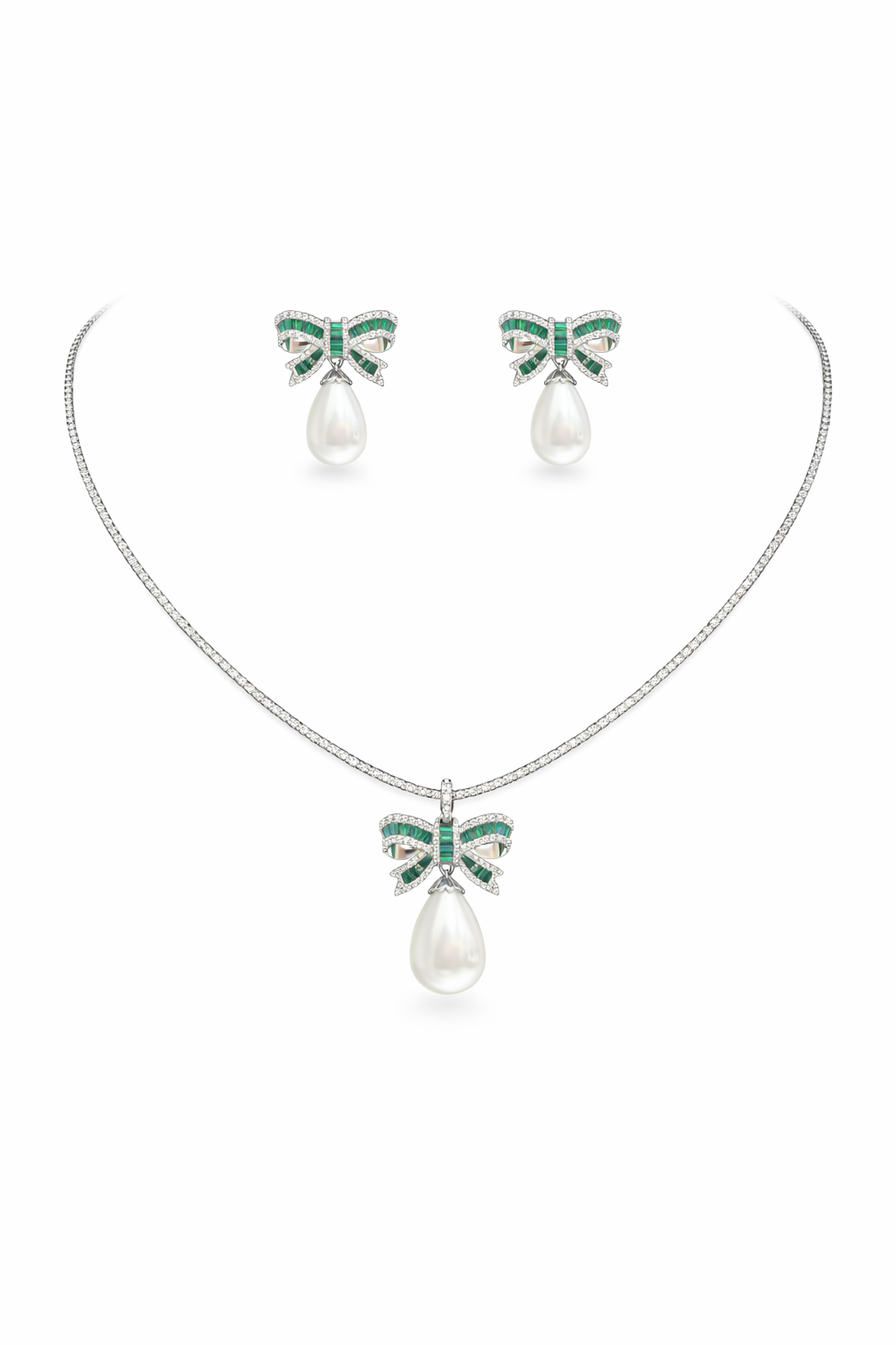 Alaya Pearl Bow Necklace Set