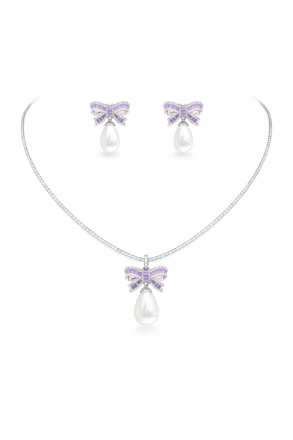 Alaya Pearl Bow Necklace Set