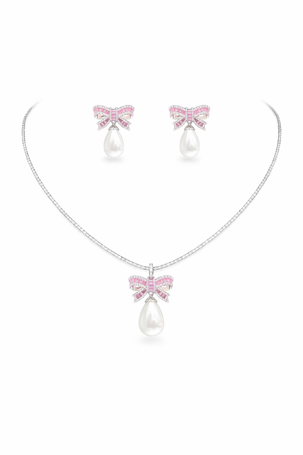Alaya Pearl Bow Necklace Set