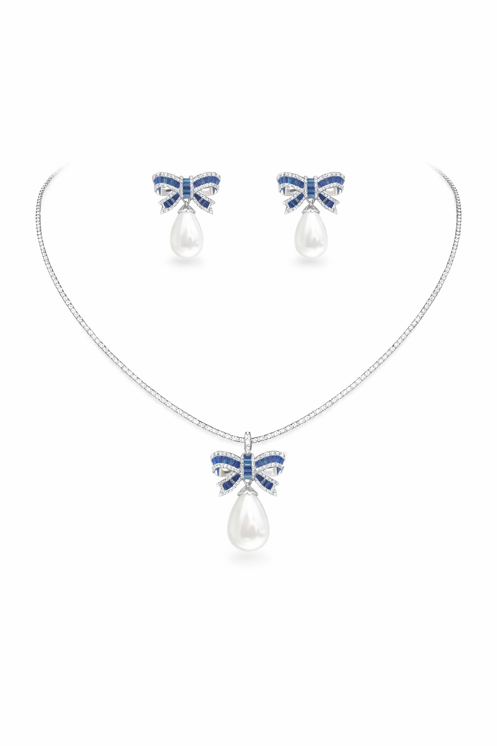 Alaya Pearl Bow Necklace Set