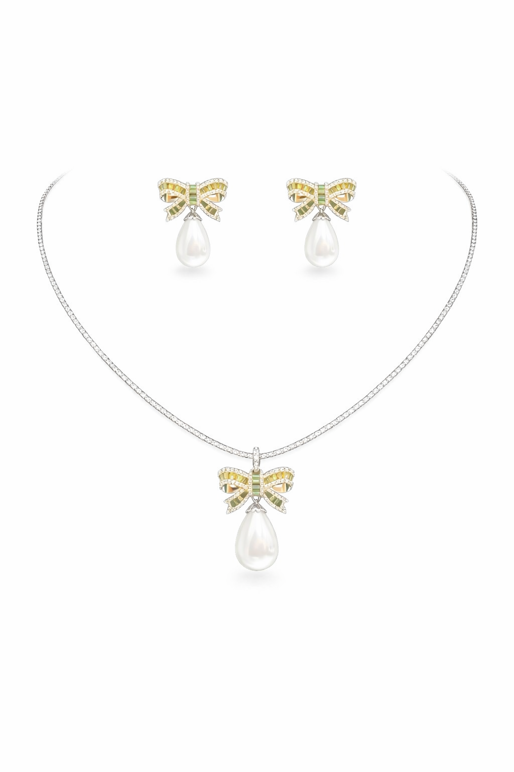 Alaya Pearl Bow Necklace Set