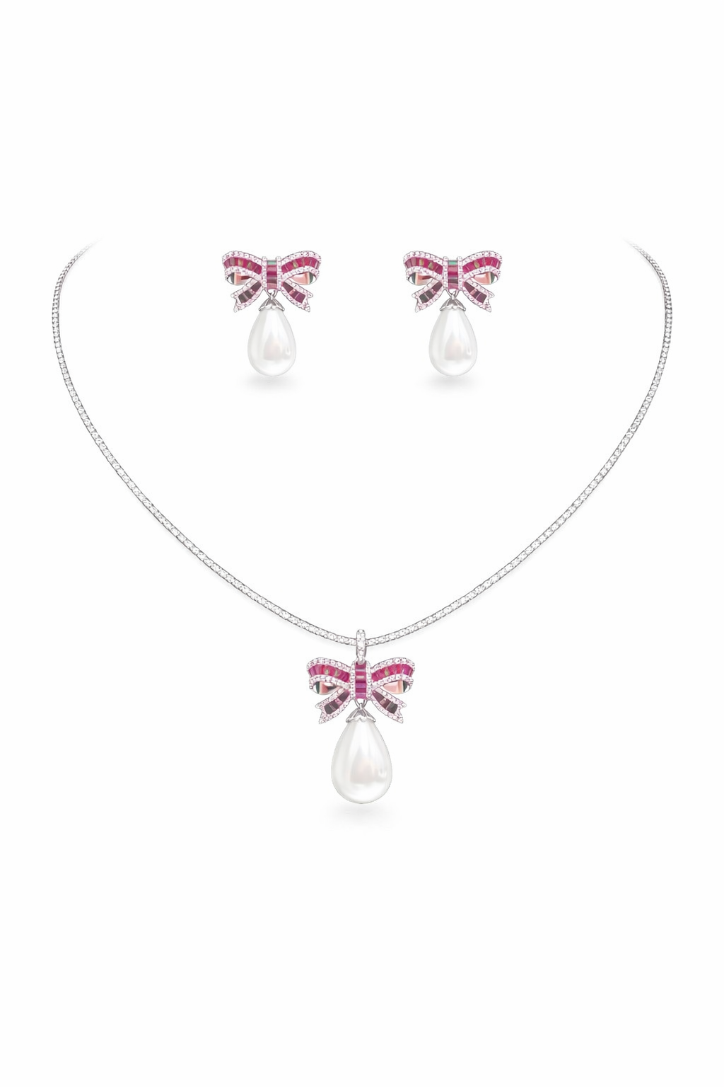 Alaya Pearl Bow Necklace Set