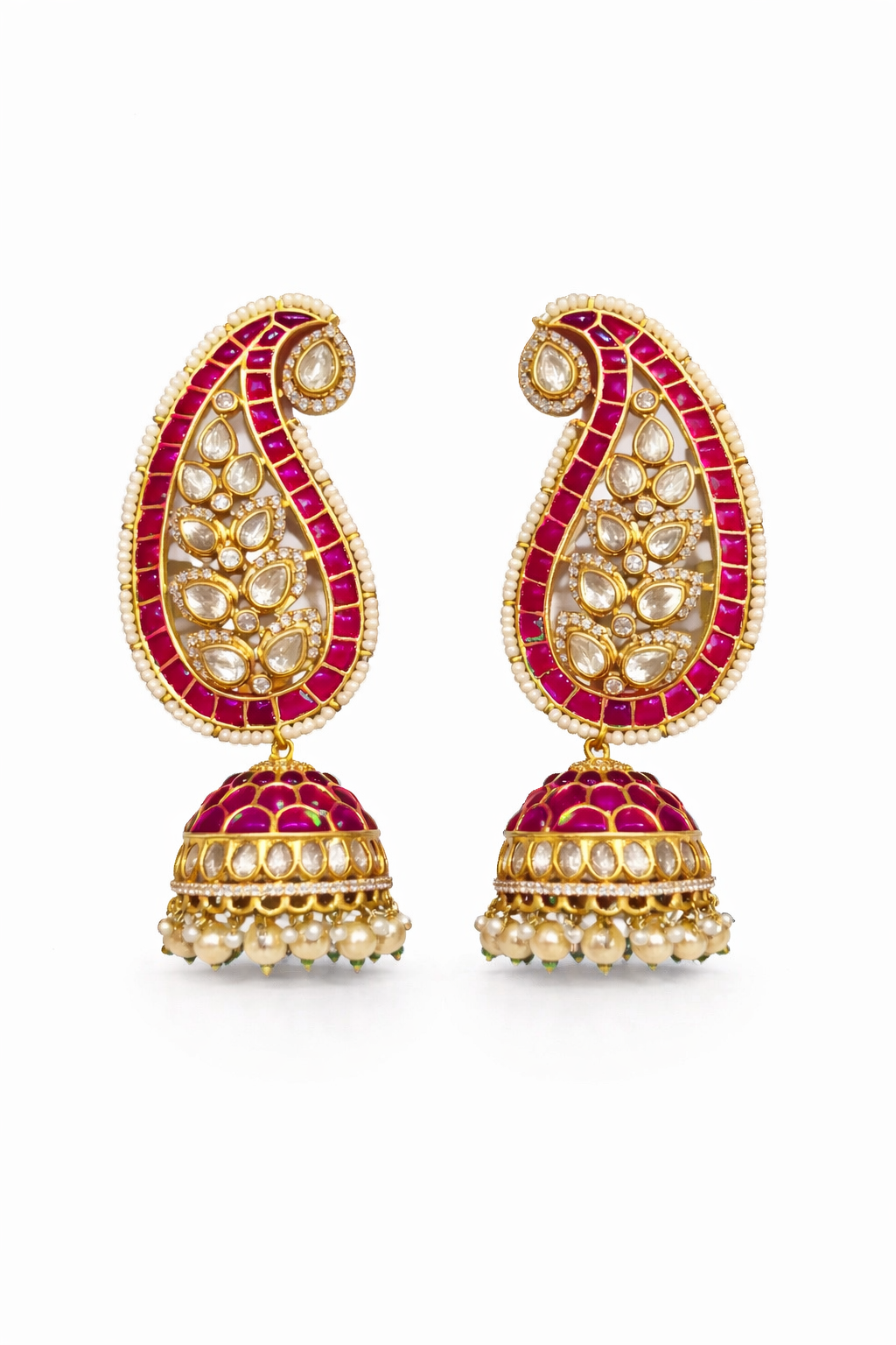 Meera Ruby Green Polki Statement Ear Cuff