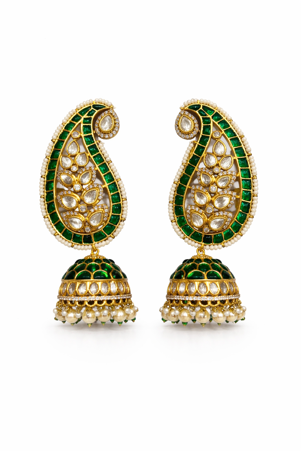 Meera Ruby Green Polki Statement Ear Cuff