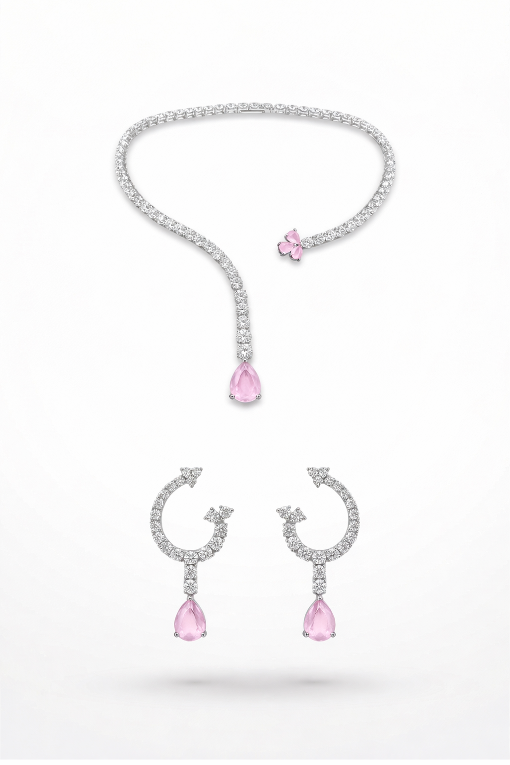 Zoya Clover Drop Diamond Necklace Set