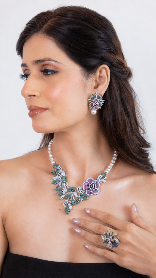 Rosé Verdelle Pearl Garden Necklace Set