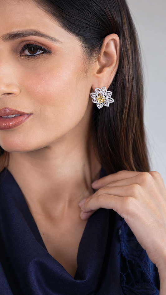 Soleil Bloom Diamond Stud Earrings
