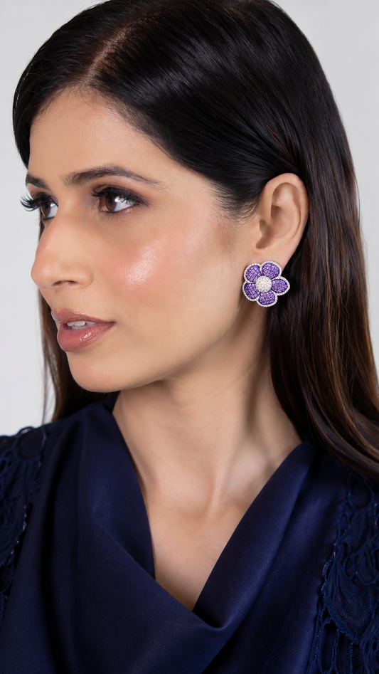 Violet Fleur Luxe Stud Earrings
