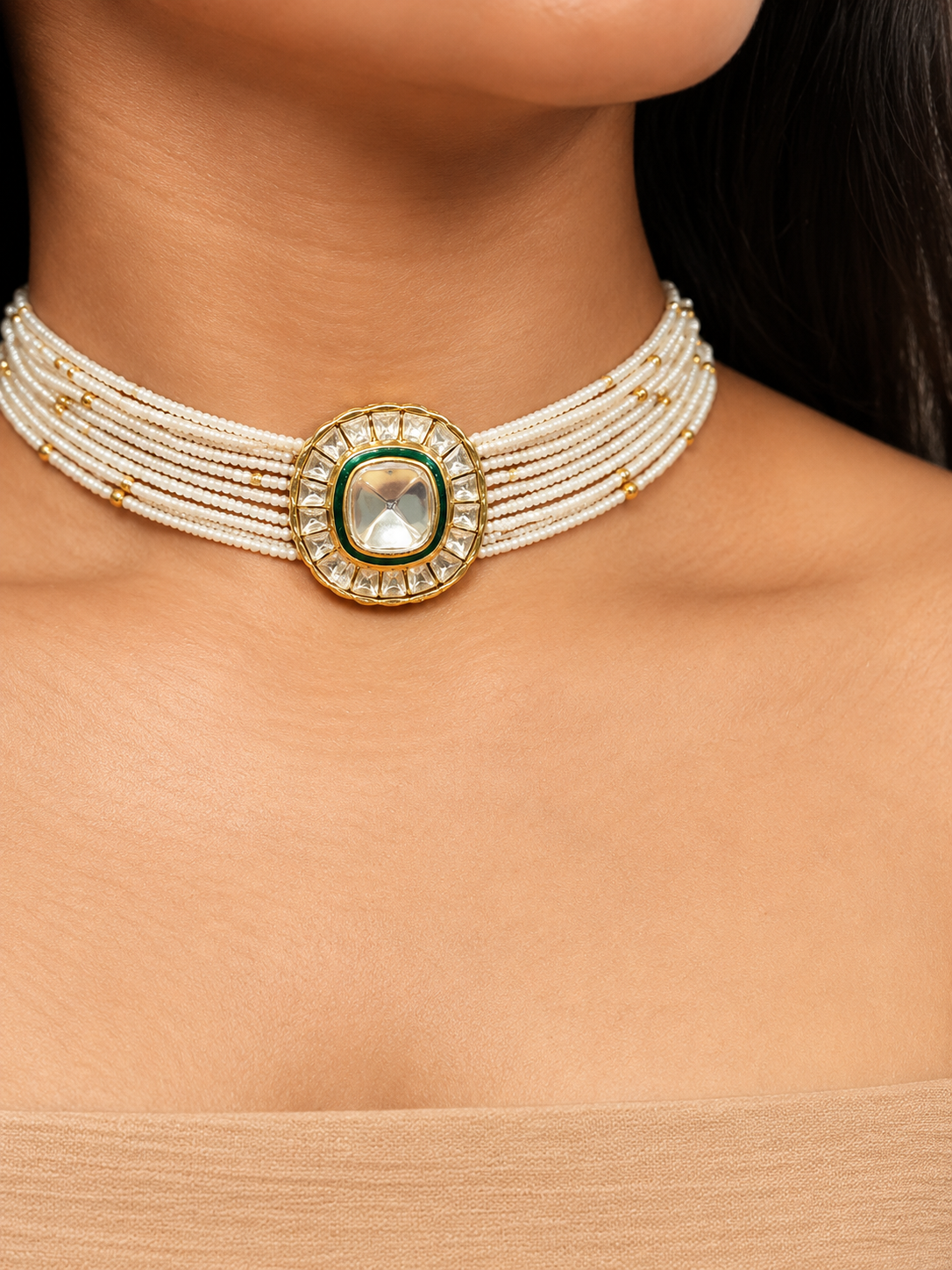 Zariya Pearl Kundan Choker Set