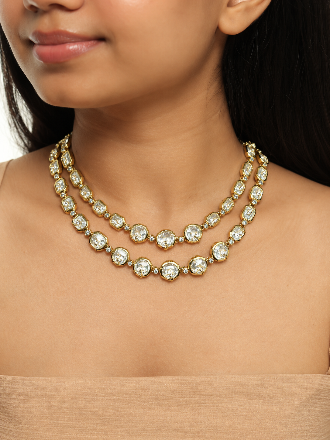 Aurelia Double Layer Polki Necklace Set