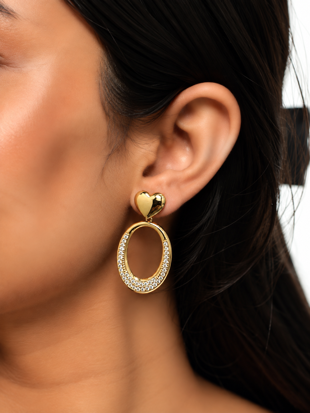 Aveline Crystal Heart Drop Earrings
