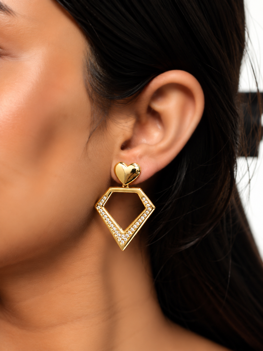 Aurelia Heartline Geometric Drop Earrings