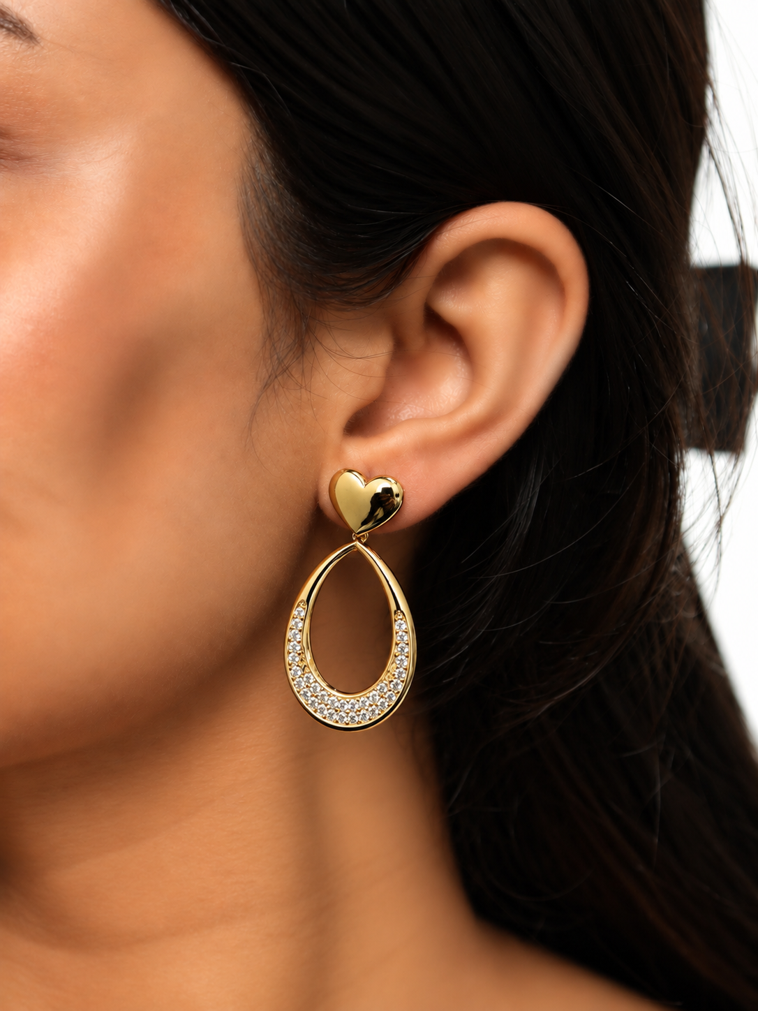 Elara Teardrop Heart Drop Earrings