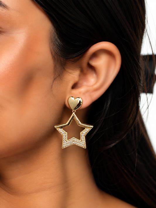 Astera Starfall Heart Drop Earrings