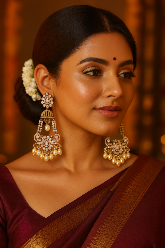 Regal Pearl Kundan Chandbali