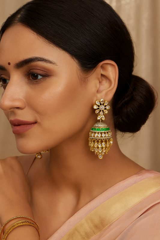 Emerald Radiance Kundan Jhumki