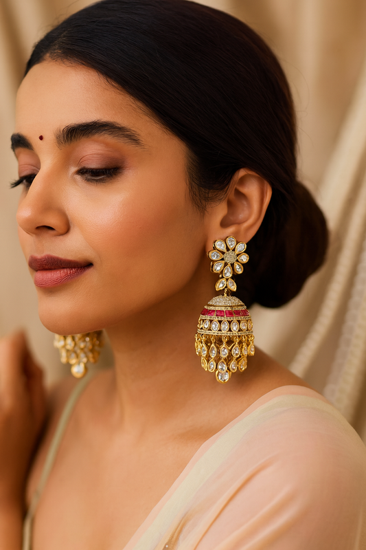 Ruby Royale Kundan Jhumkas