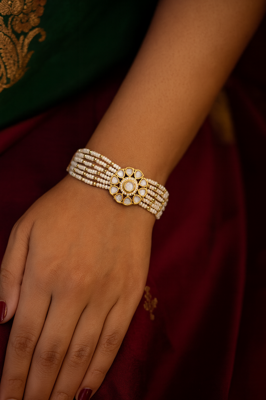 Pearl Radiance Kundan Bracelet