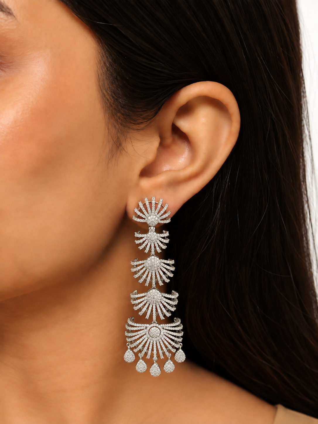 Zafrina Celeste Diamond Cascade Earrings