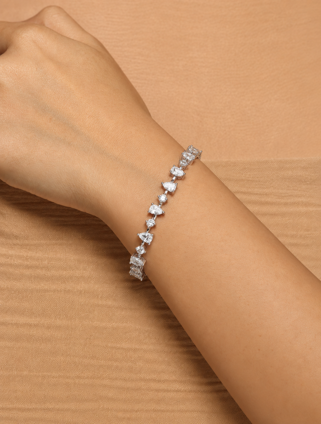 Elara Pear & Emerald Tennis Bracelet