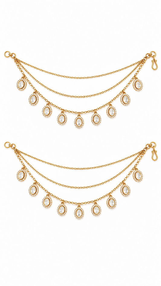 Aarini Crystal Charm Ear Chain