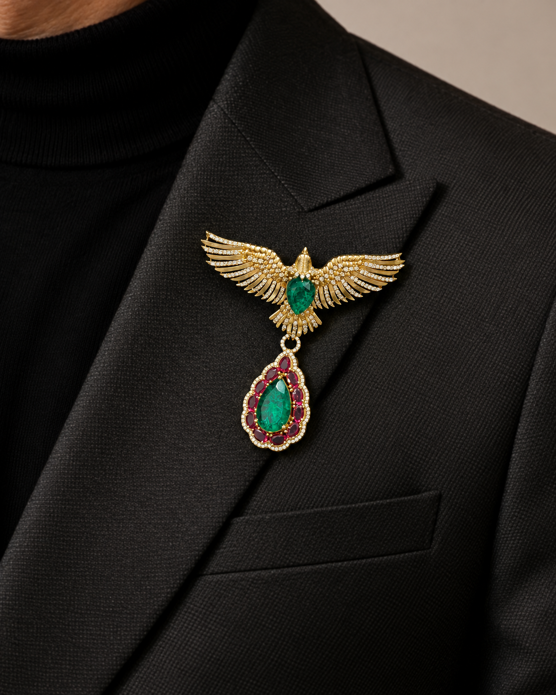 Garuda Emerald Royale Brooch