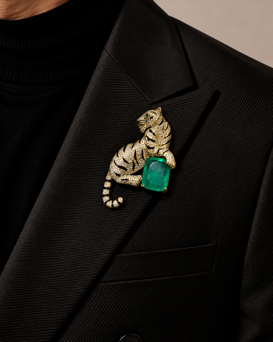Vyaghra Emerald Majesty Brooch