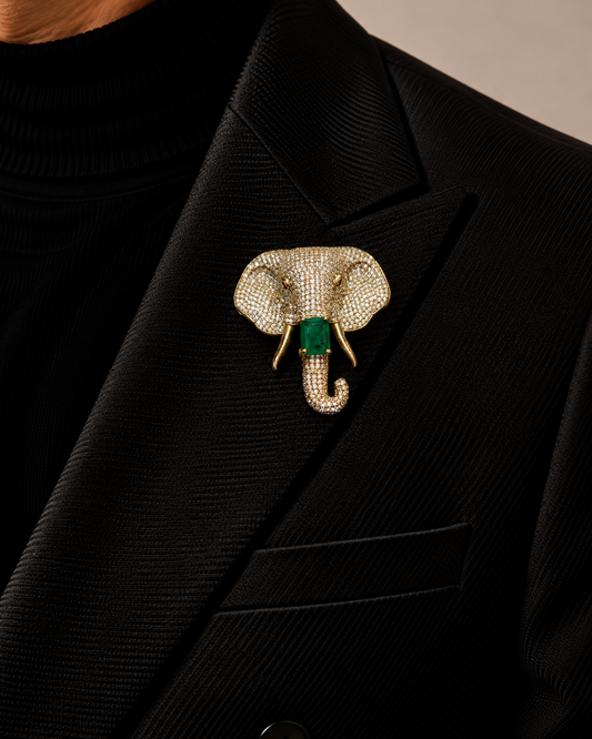 Gajraj Emerald Tusker Brooch