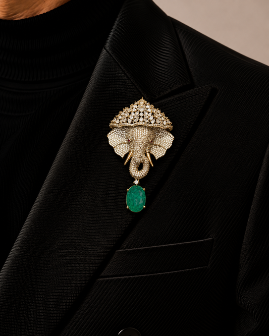 Maharaja Emerald Gajmukh Brooch