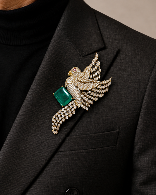 Emerald Royale Aviary Brooch