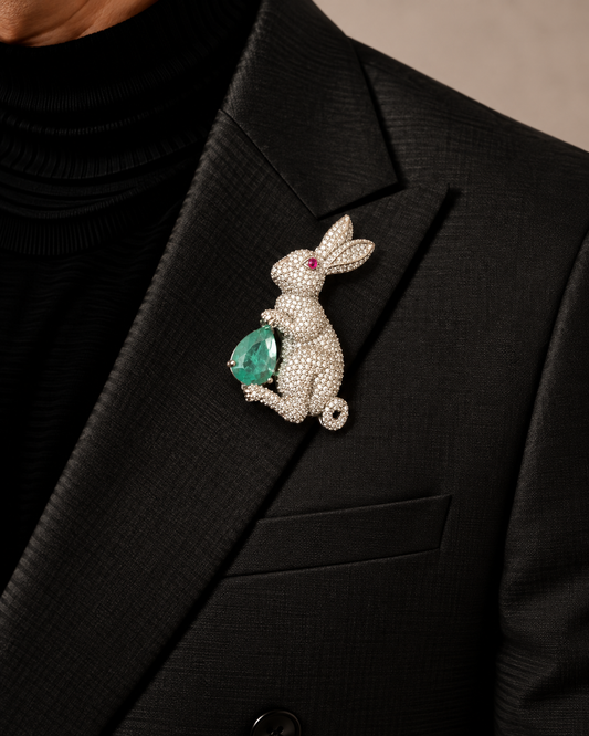 Enchanted Emerald Bunny Brooch