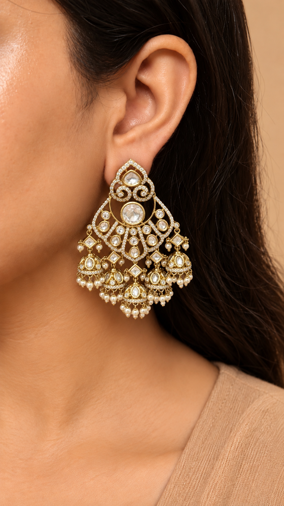 Mehr Noor Kundan Jhumka Earrings