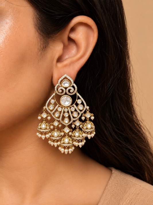 Mehr Noor Kundan Jhumka Earrings