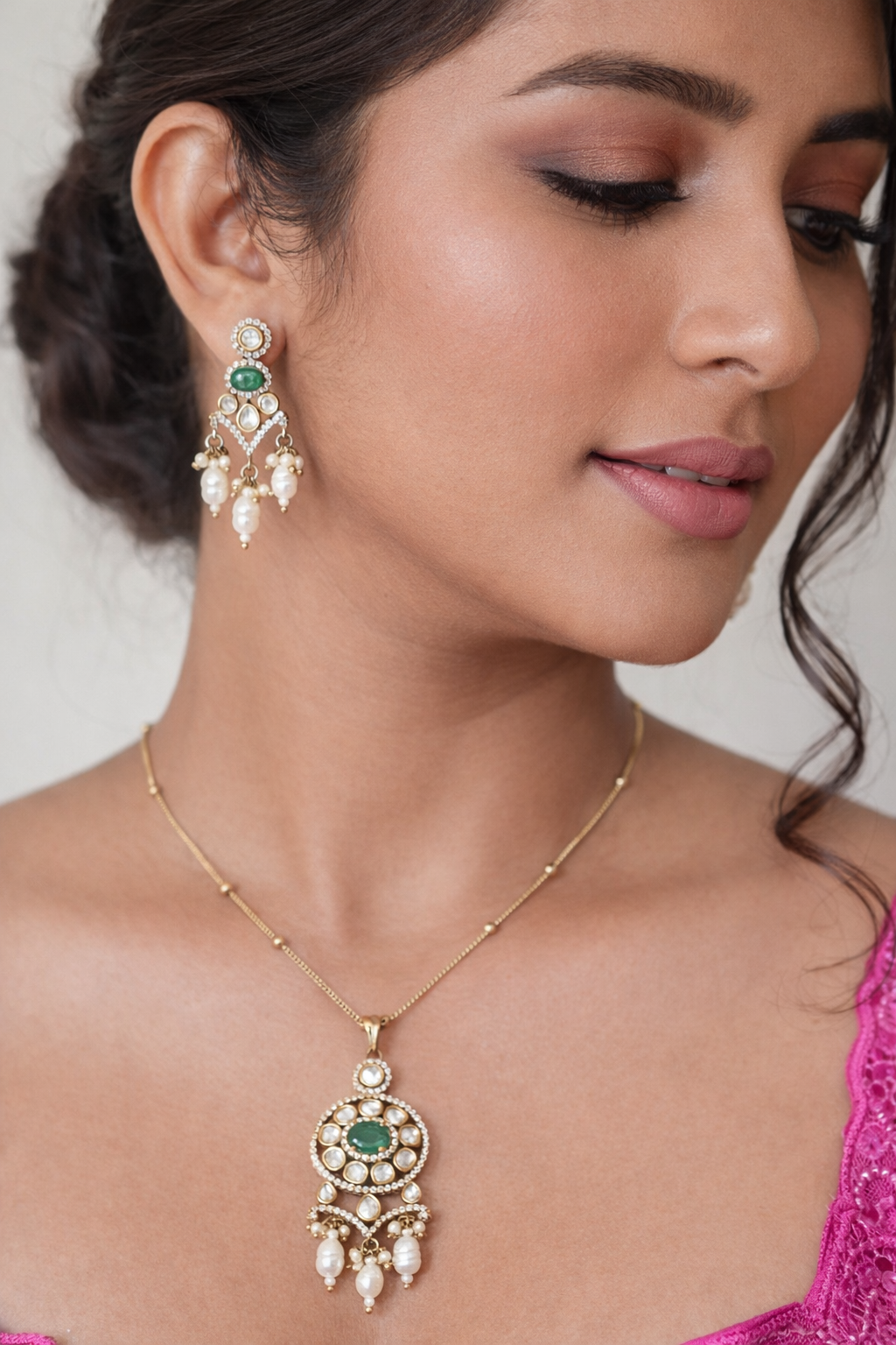 Elira Emerald Halo Drop Set